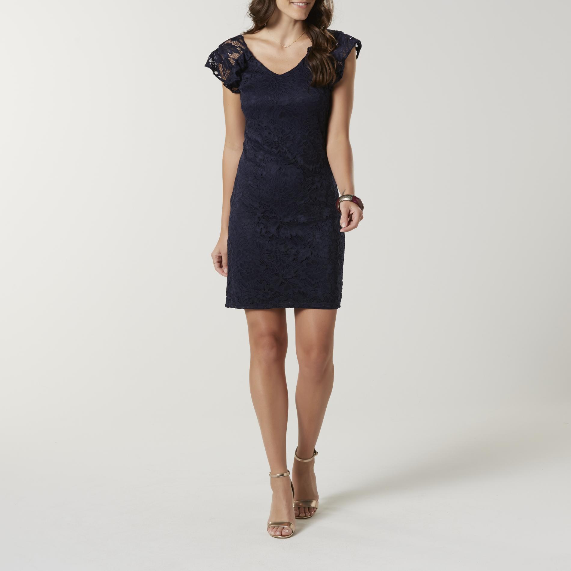 Lace Sheath Dress with Belt